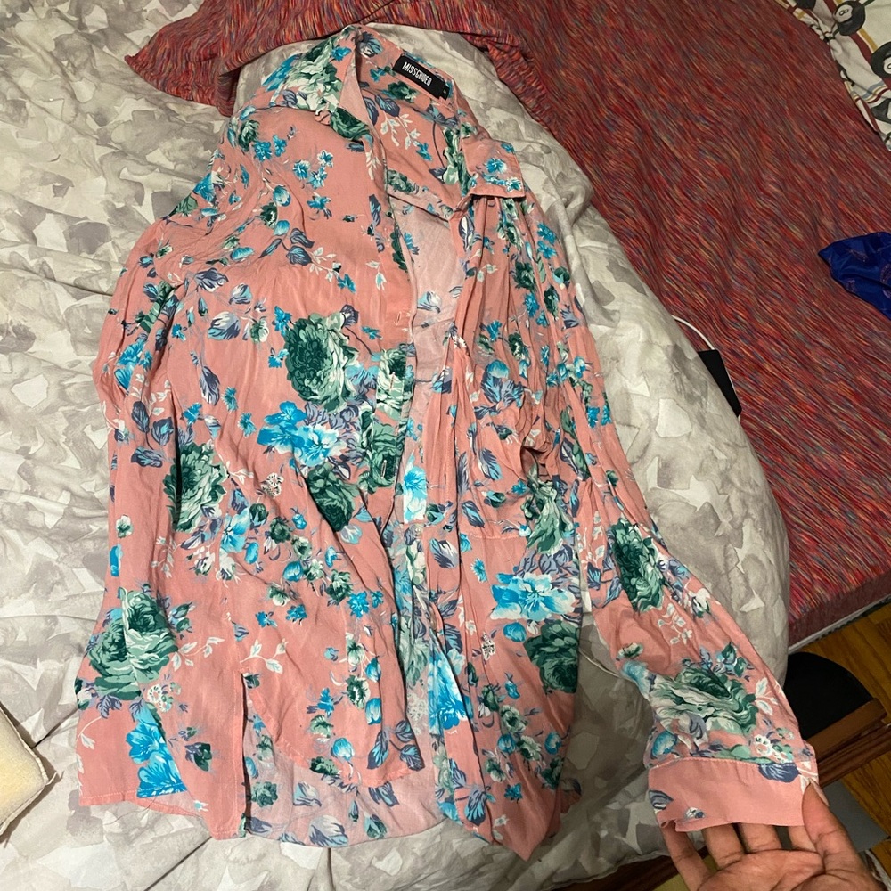 Floral long sleeve button up loose fit